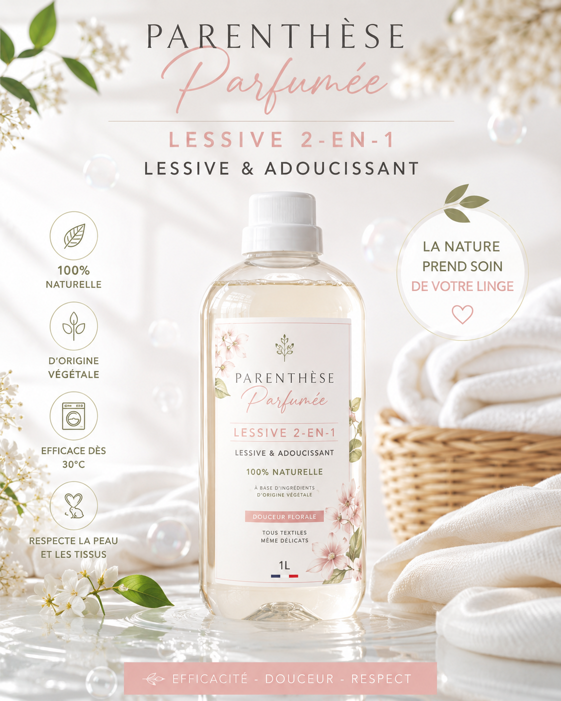 Lessive 95% d'origine naturelle  1L