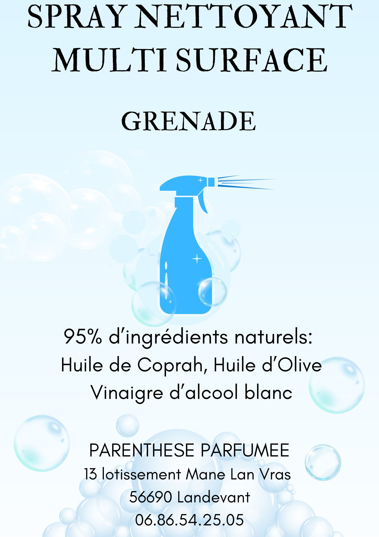 Spray nettoyant multi usage parfum grenade
