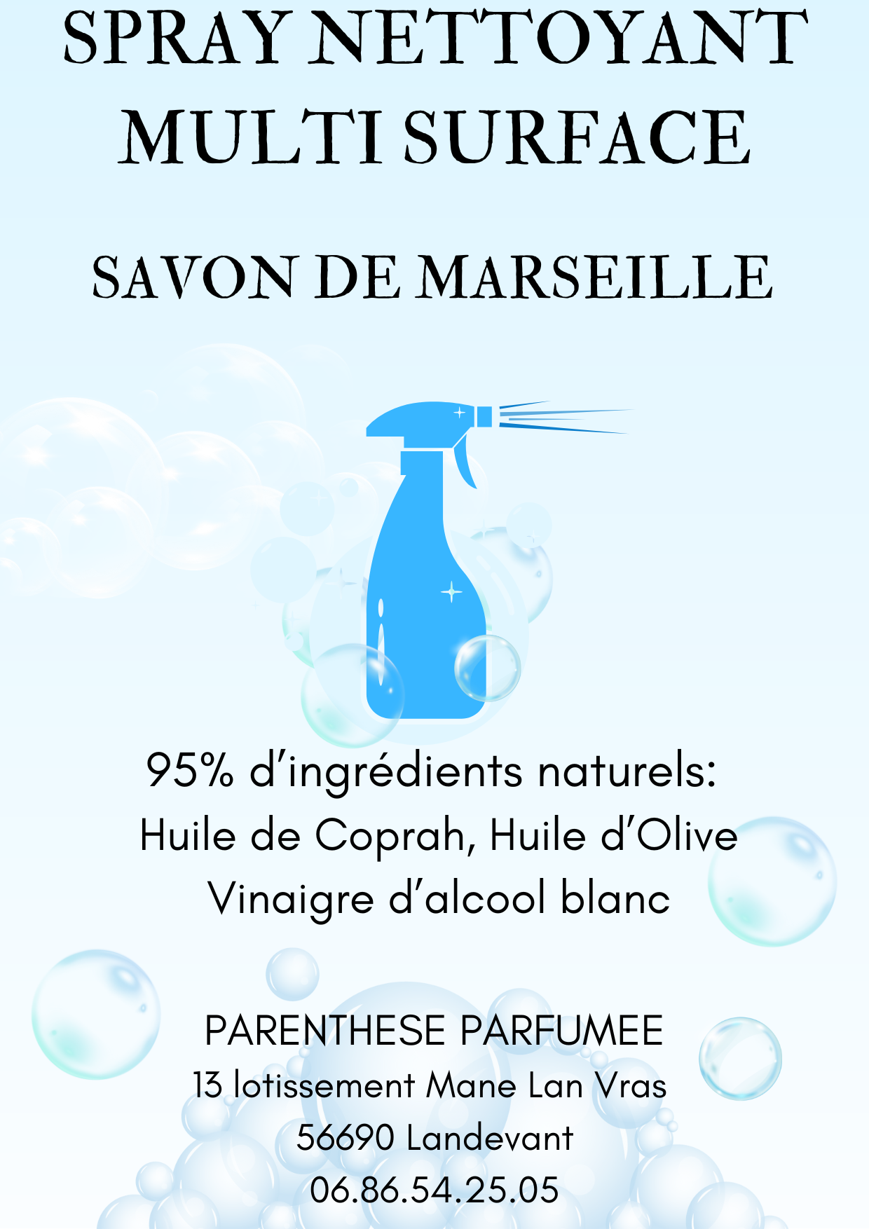 Spray nettoyant multi surface, savon de Marseille