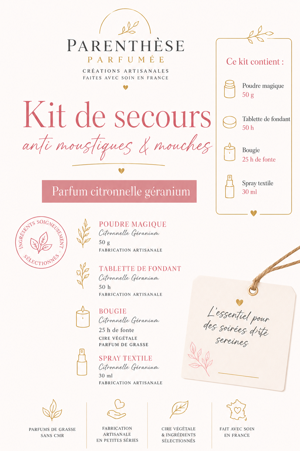 Kit de secours anti mouches et moustiques