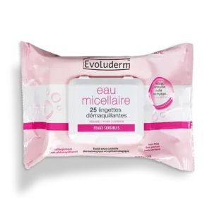 Lingettes démaquillante, eau micellaire, 25/paquets